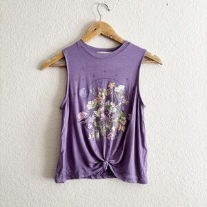 Floral Graphic Purple Tank Top